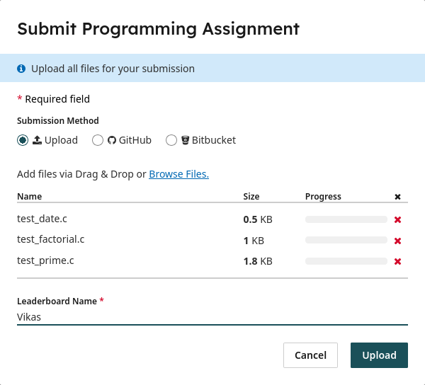 all three files inside the upload dropbox